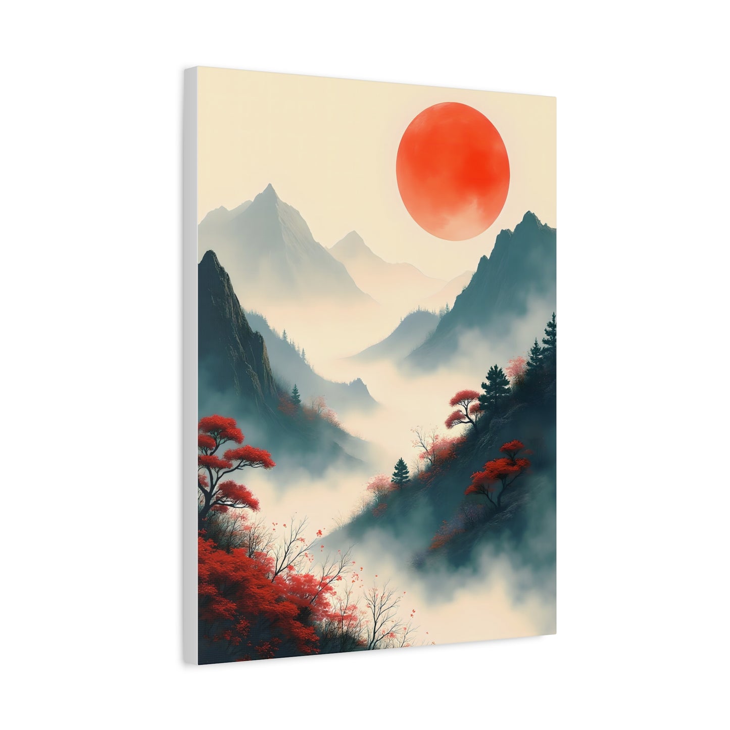 Crimson Petals at Dusk’s Ascent - Stretched Canvas Art Print