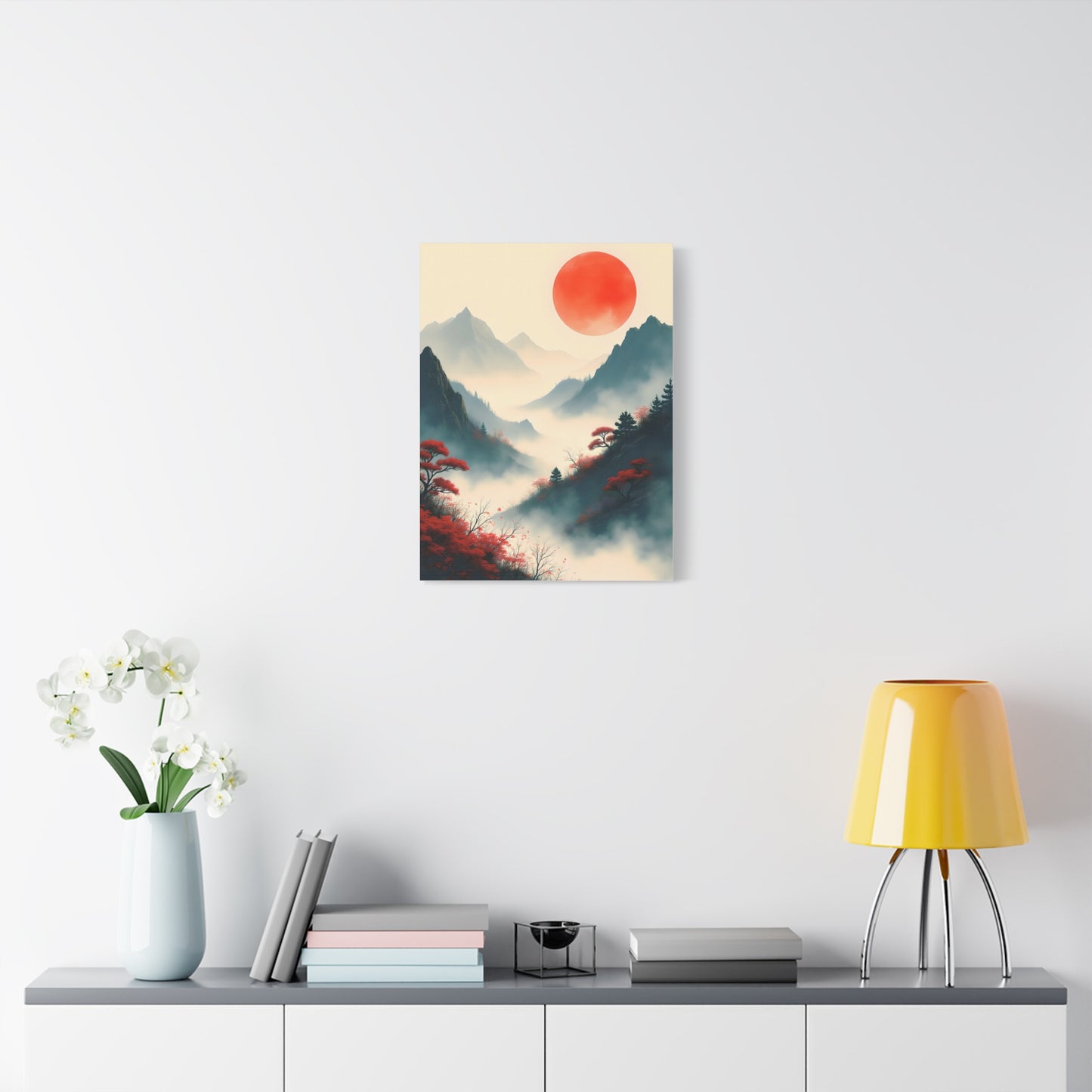 Crimson Petals at Dusk’s Ascent - Stretched Canvas Art Print