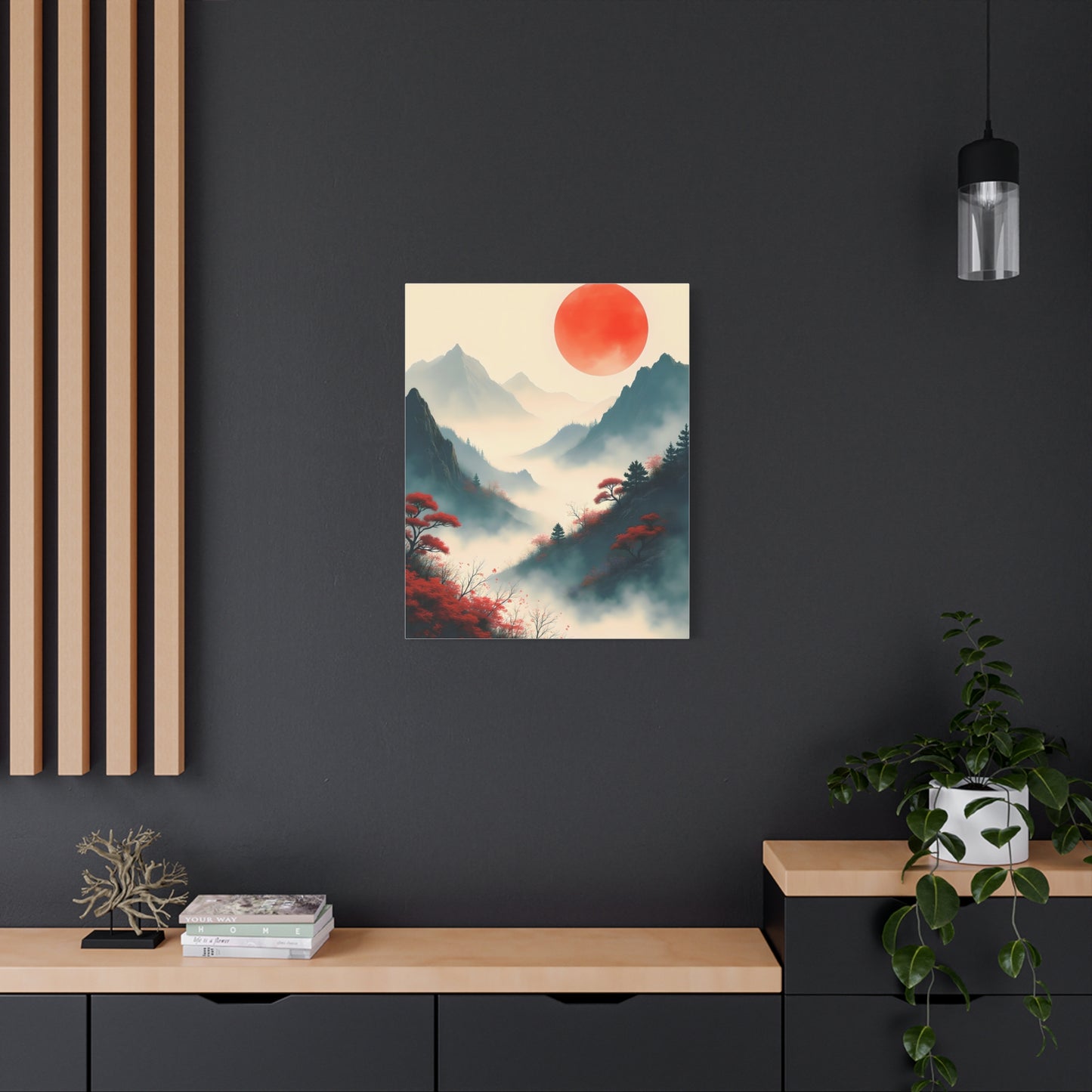 Crimson Petals at Dusk’s Ascent - Stretched Canvas Art Print