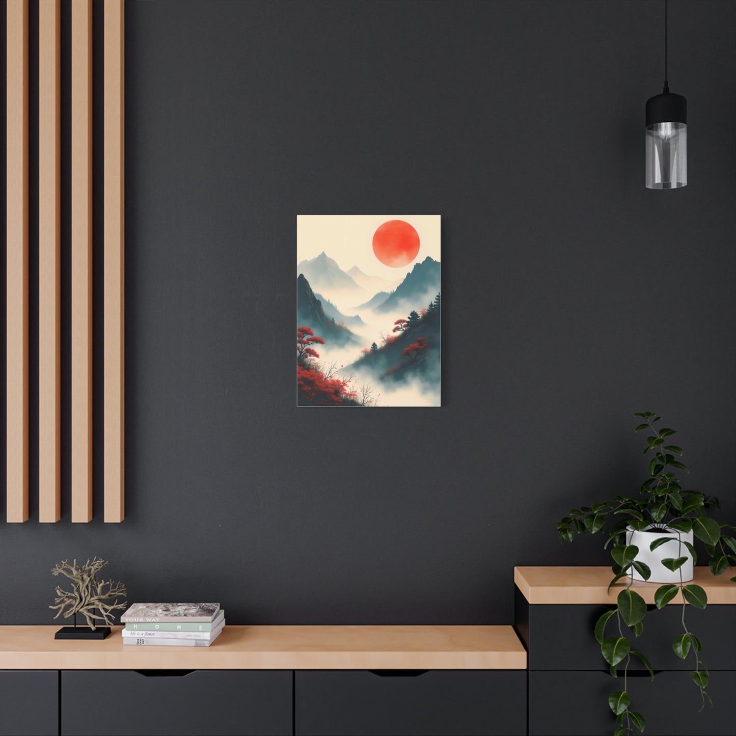 Crimson Petals at Dusk’s Ascent - Stretched Canvas Art Print